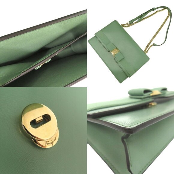 SALVATORE FERRAGAMO Green Leather Shoulder Bag - Picture 8 of 10